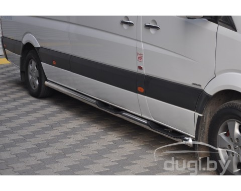 Боковые пороги - трубы "DELUX" для Sprinter (к.б.).